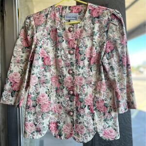 Vintage 1980's Classic Apparel pastel floral blazer size 10
